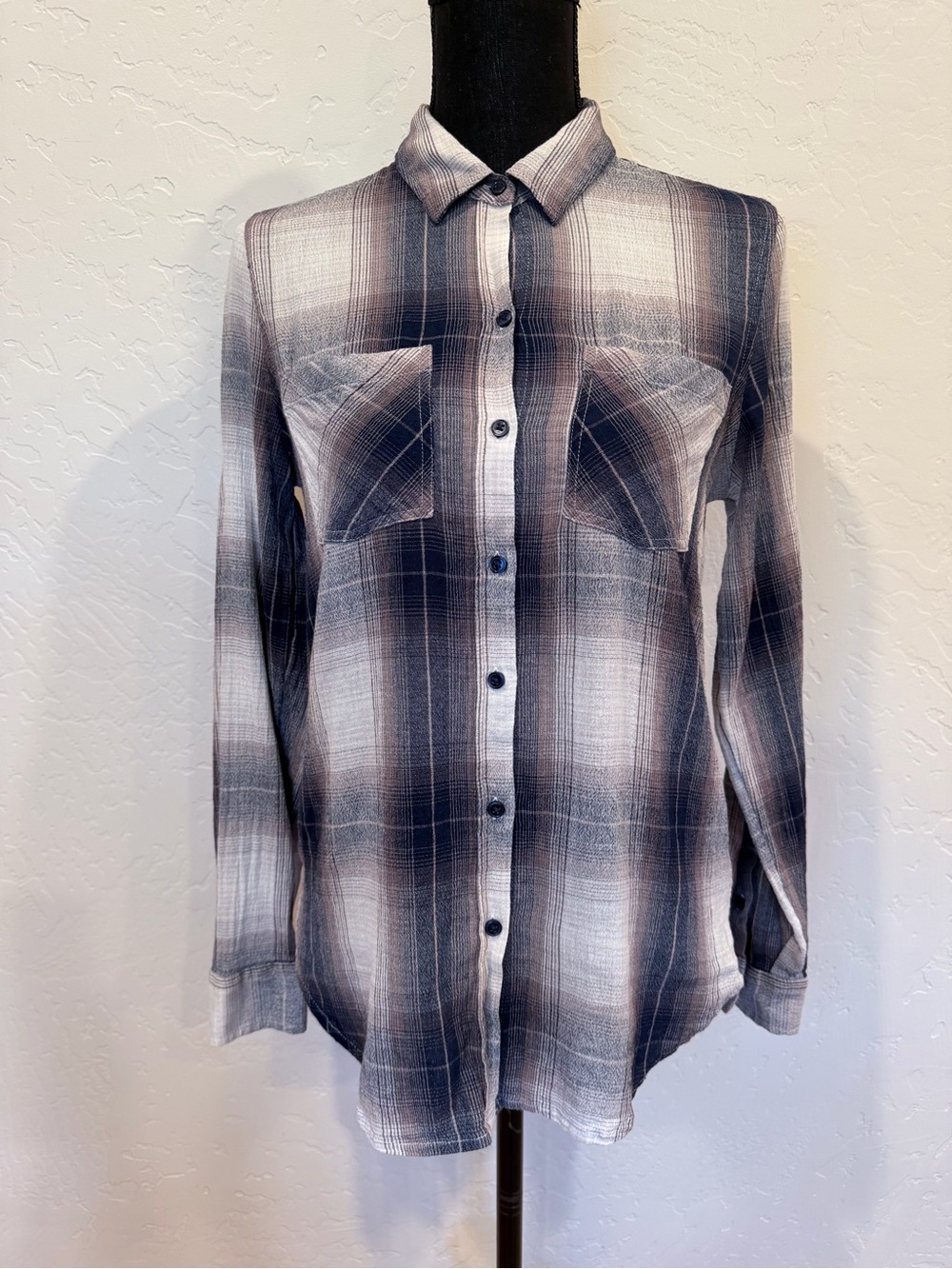 Lucky Brand Gray Plaid Button-Down Shirt